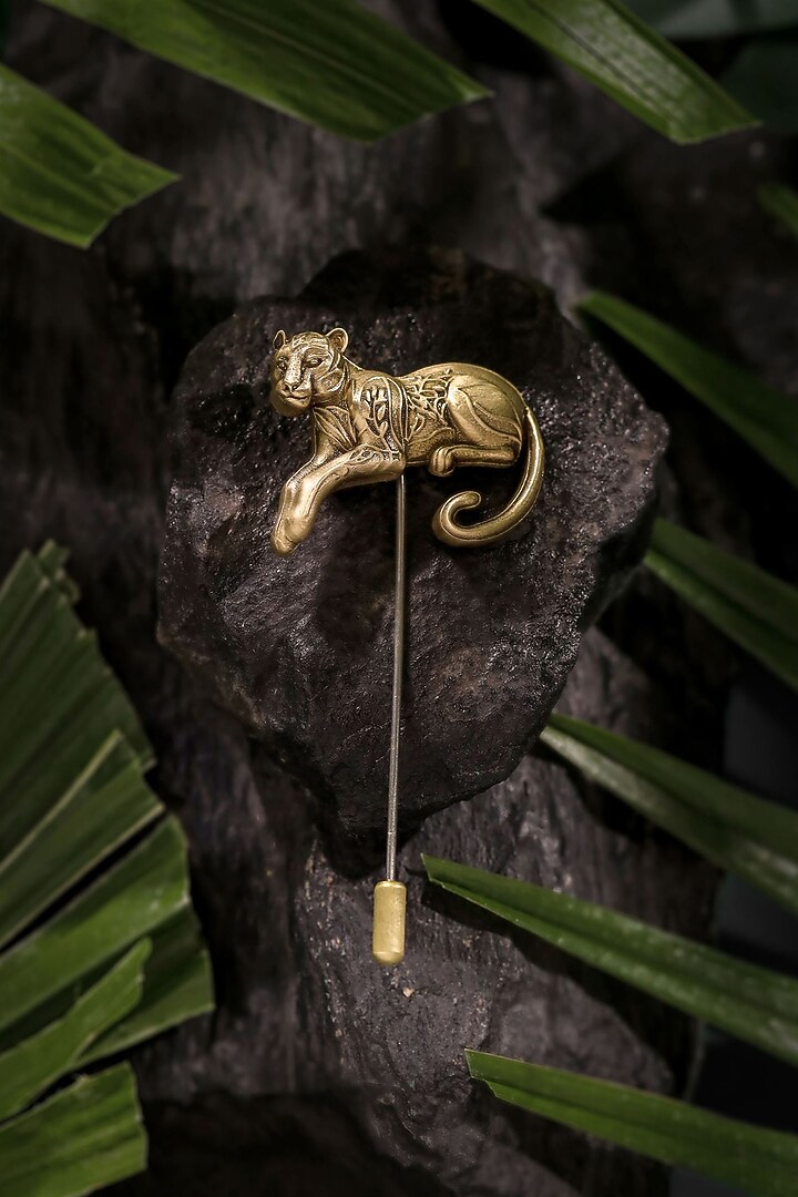 Antique Gold Brass Panther Elan Lapel Pin by Cosa Nostraa at Pernia's Pop Up Shop