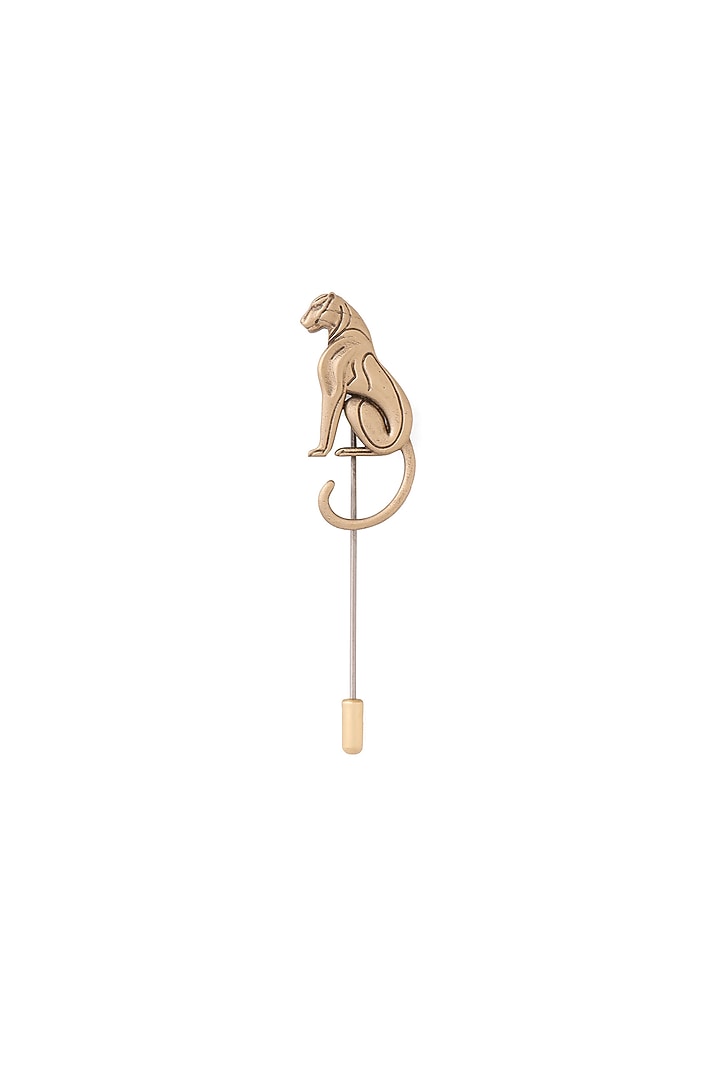 Antique Gold Brass Panther Poise Lapel Pin by Cosa Nostraa at Pernia's Pop Up Shop