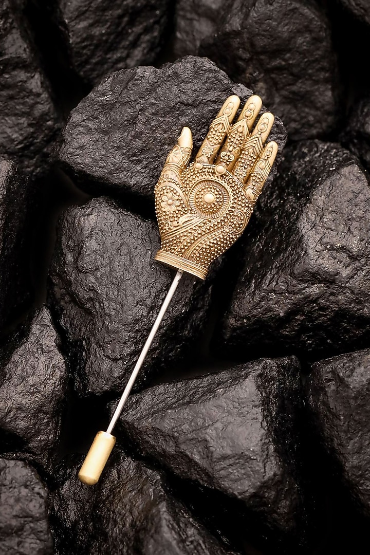Antique Gold Brass Hand of Harmony Lapel Pin by Cosa Nostraa at Pernia's Pop Up Shop