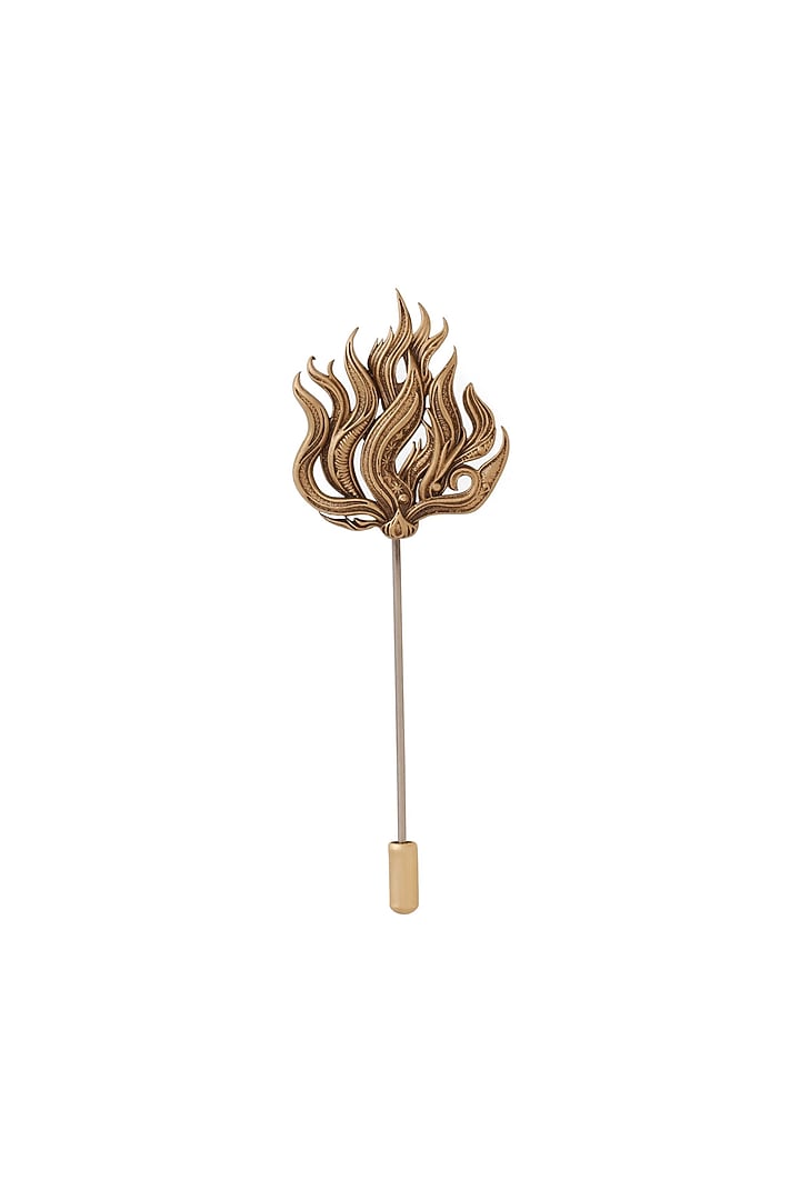 Antique Gold Brass Flameborne Emblem Lapel Pin by Cosa Nostraa at Pernia's Pop Up Shop