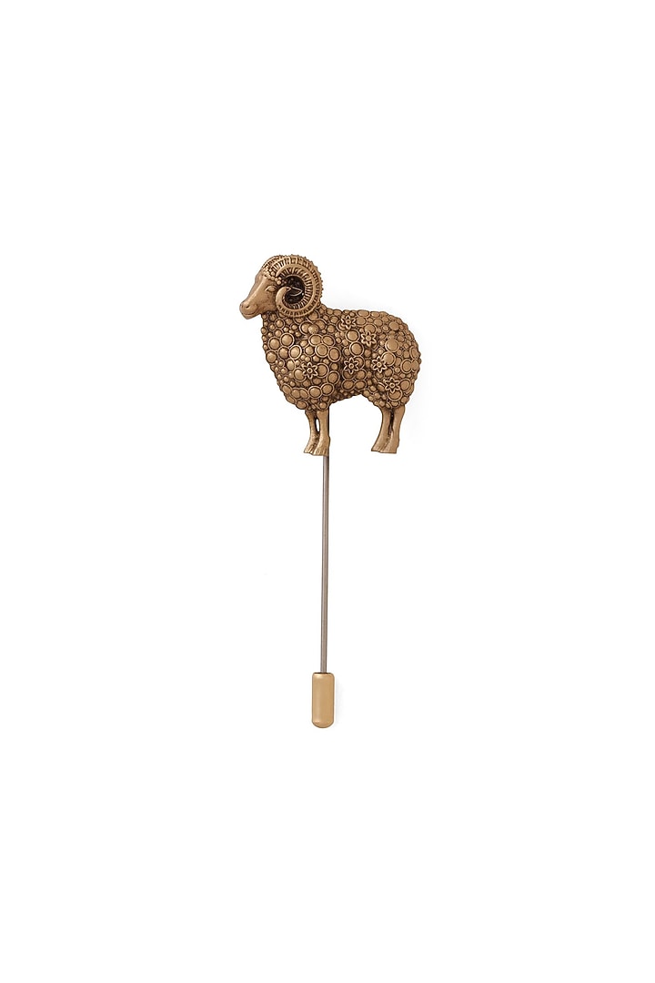 Antique Gold Brass Ram's Valor Lapel Pin by Cosa Nostraa at Pernia's Pop Up Shop