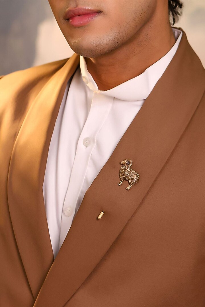 Antique Gold Brass Ram's Valor Lapel Pin by Cosa Nostraa at Pernia's Pop Up Shop
