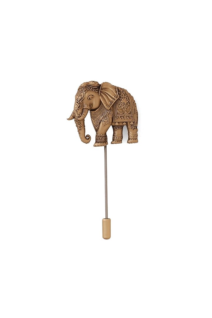 Antique Gold Brass Elephant Emissary Lapel Pin by Cosa Nostraa at Pernia's Pop Up Shop