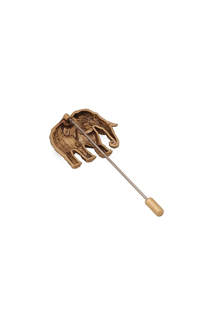 Antique Gold Brass Elephant Emissary Lapel Pin by Cosa Nostraa at Pernia's Pop Up Shop