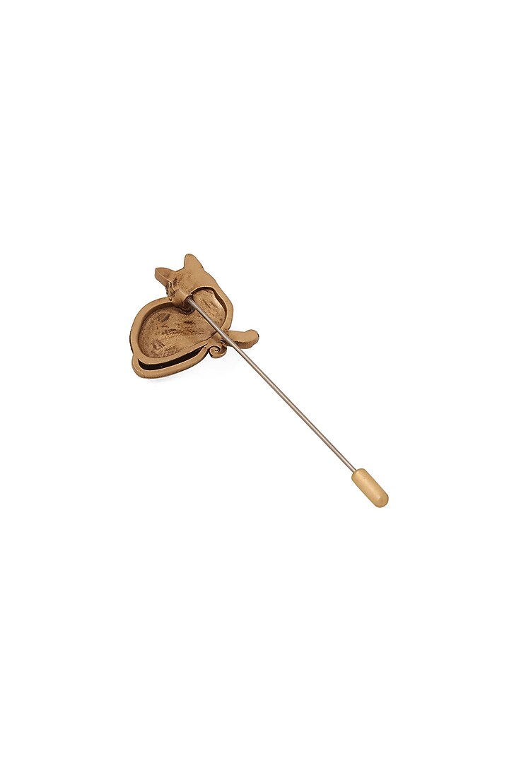 Antique Gold Brass Feline Whisper Brooch by Cosa Nostraa at Pernia's Pop Up Shop