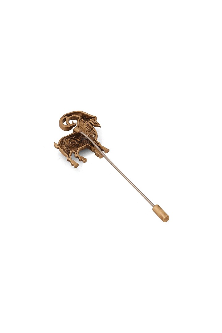 Antique Gold Brass Alpine Sentinel Brooch by Cosa Nostraa at Pernia's Pop Up Shop