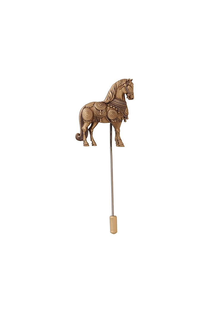 Antique Gold Brass Guardian Tusk Lapel Pin by Cosa Nostraa at Pernia's Pop Up Shop
