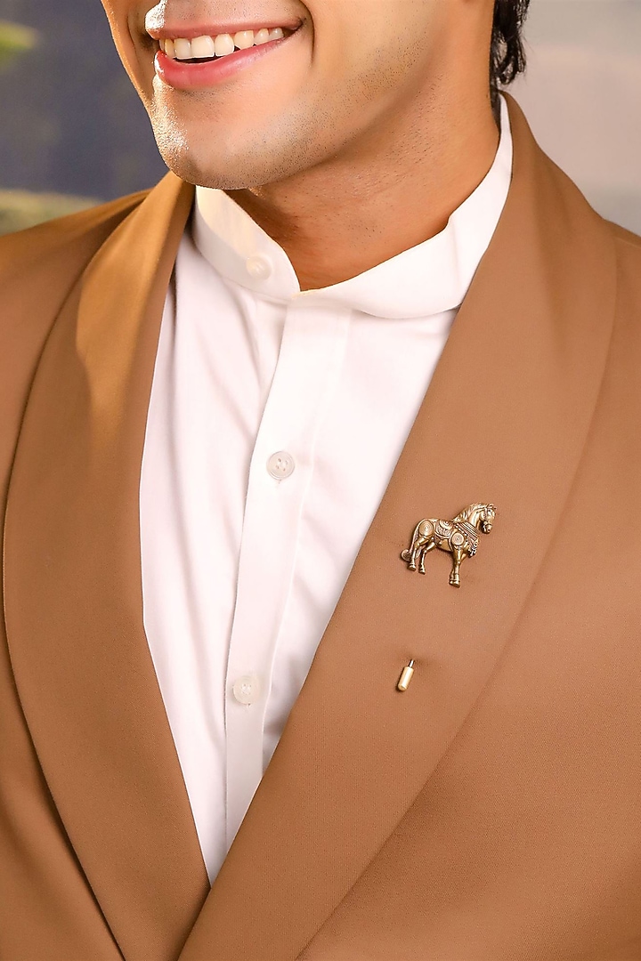 Antique Gold Brass Guardian Tusk Lapel Pin by Cosa Nostraa at Pernia's Pop Up Shop