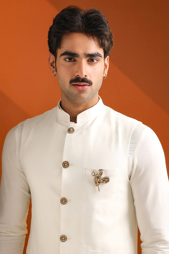 Oxidised Antique Gold Brass Divine Trinity Power Brooch by Cosa Nostraa at Pernia's Pop Up Shop