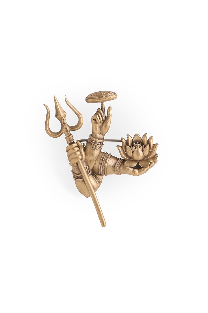 Oxidised Antique Gold Brass Divine Trinity Power Brooch by Cosa Nostraa at Pernia's Pop Up Shop