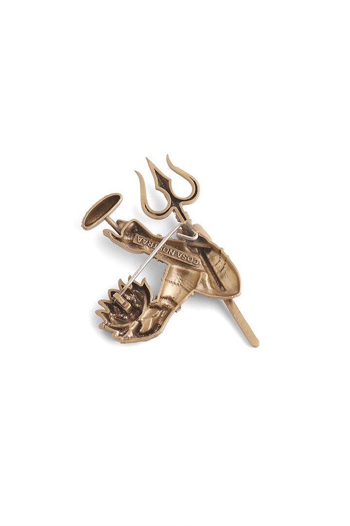 Oxidised Antique Gold Brass Divine Trinity Power Brooch by Cosa Nostraa at Pernia's Pop Up Shop