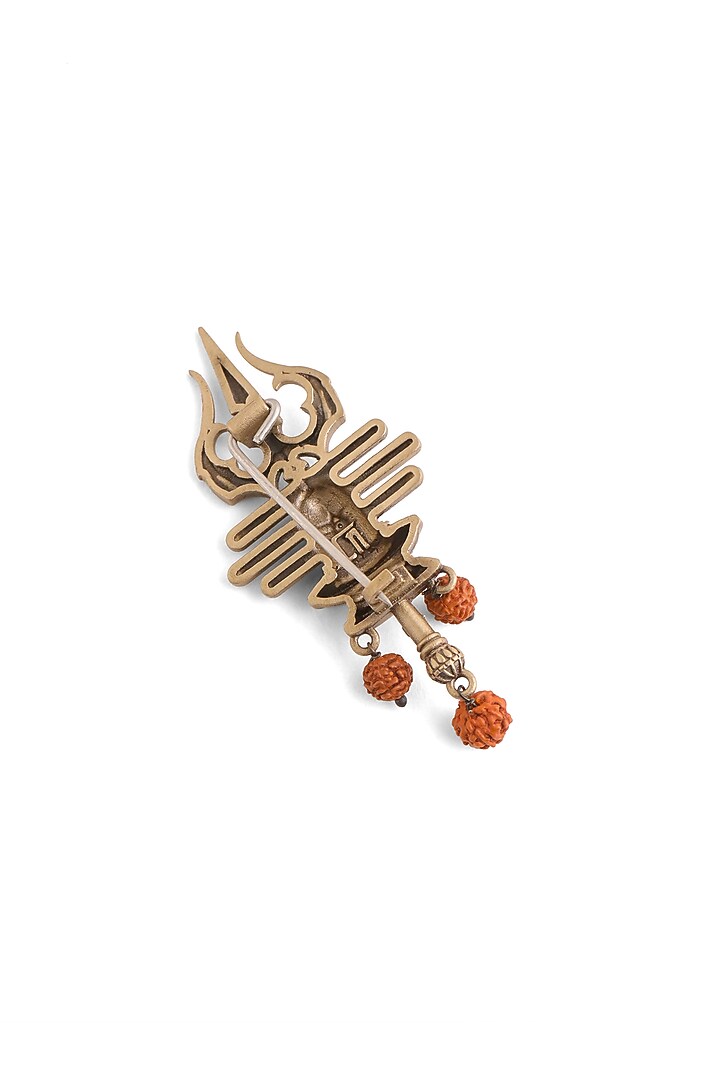 Oxidised Antique Gold Brass Divine Lingam Crest Brooch by Cosa Nostraa at Pernia's Pop Up Shop