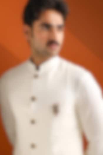 Oxidised Antique Gold Brass Crystal Damru Crest Brooch by Cosa Nostraa at Pernia's Pop Up Shop