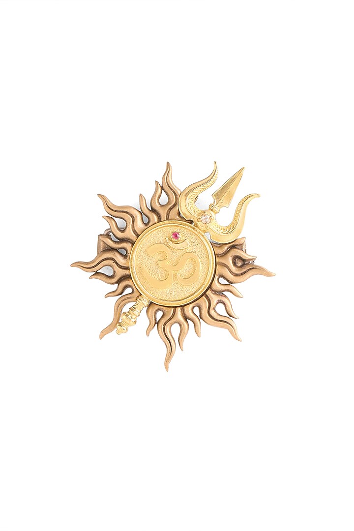Oxidised Antique Gold Brass Divine Sunburst Brooch by Cosa Nostraa at Pernia's Pop Up Shop