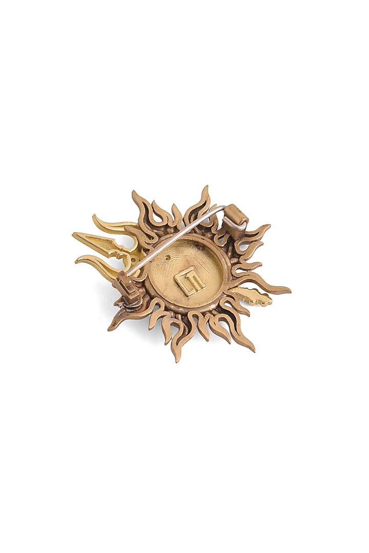 Oxidised Antique Gold Brass Divine Sunburst Brooch by Cosa Nostraa at Pernia's Pop Up Shop