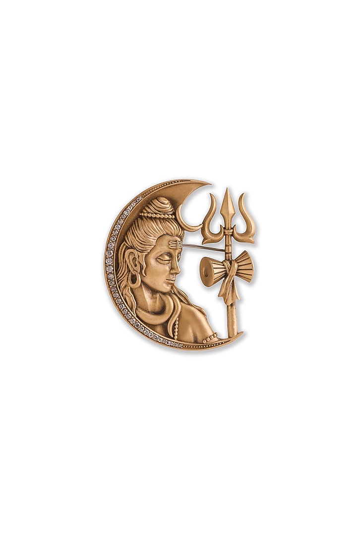 Oxidised Antique Gold Brass Divine Crescent Brooch by Cosa Nostraa at Pernia's Pop Up Shop