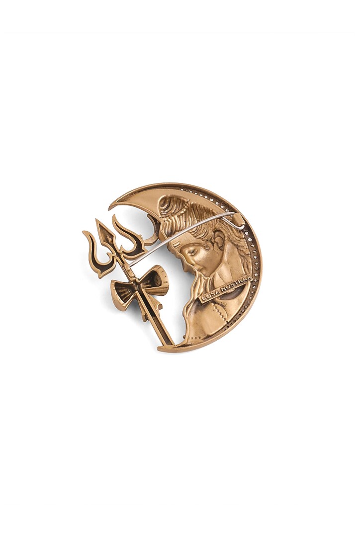 Oxidised Antique Gold Brass Divine Crescent Brooch by Cosa Nostraa at Pernia's Pop Up Shop