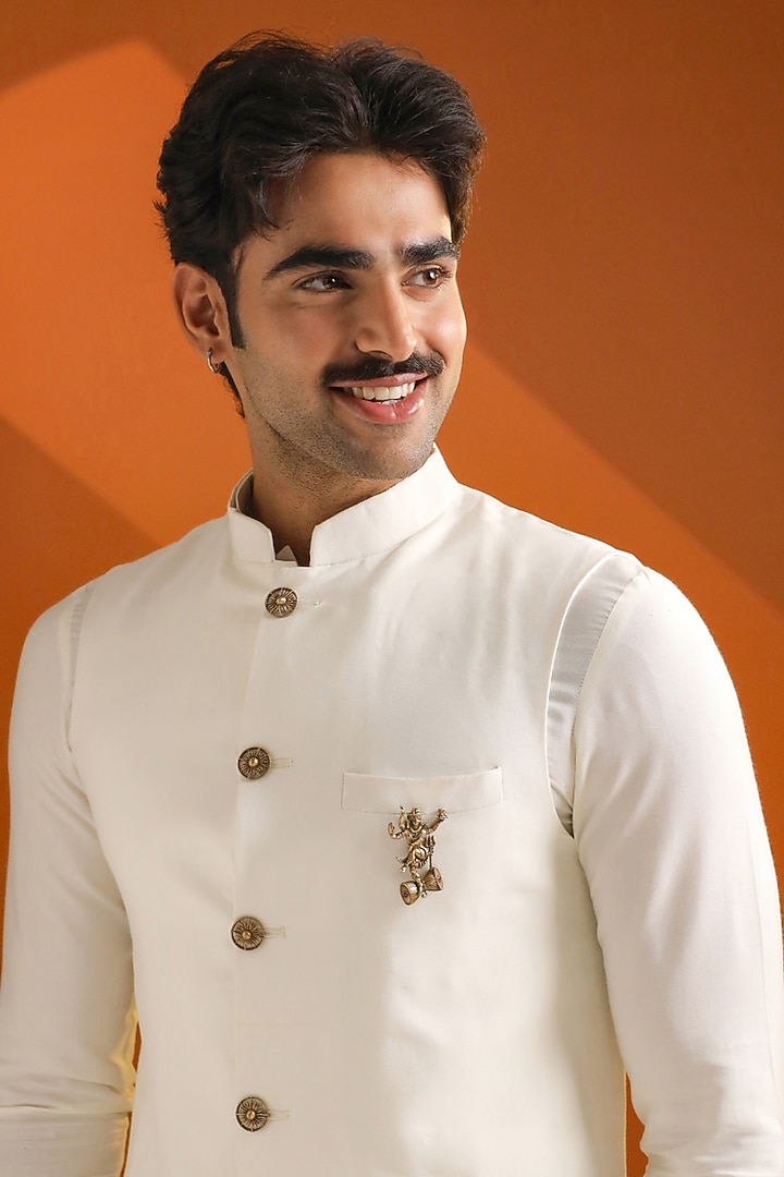 Oxidised Antique Gold Brass Cosmic Shiva Brooch by Cosa Nostraa at Pernia's Pop Up Shop