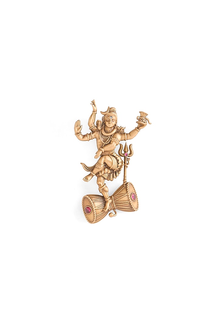 Oxidised Antique Gold Brass Cosmic Shiva Brooch by Cosa Nostraa at Pernia's Pop Up Shop