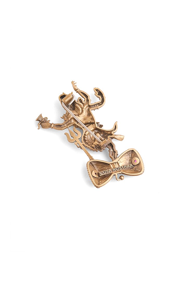 Oxidised Antique Gold Brass Cosmic Shiva Brooch by Cosa Nostraa at Pernia's Pop Up Shop