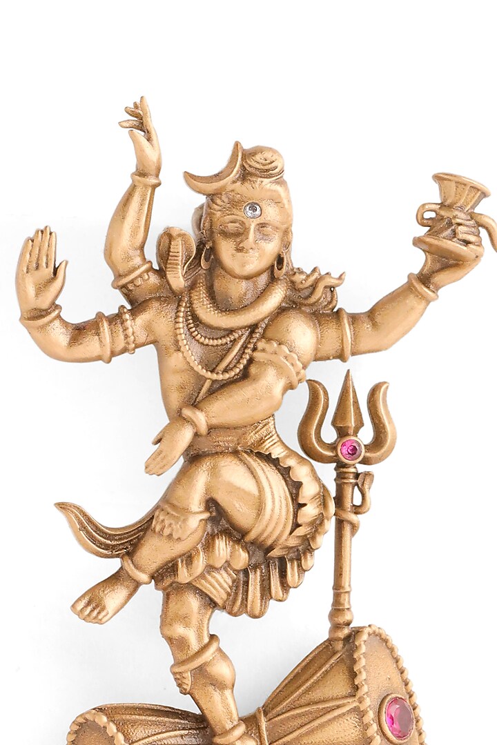 Oxidised Antique Gold Brass Cosmic Shiva Brooch by Cosa Nostraa at Pernia's Pop Up Shop