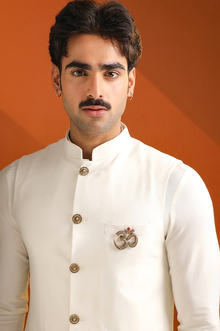 Oxidised Antique Gold Brass Royal Om Emblem Brooch by Cosa Nostraa at Pernia's Pop Up Shop