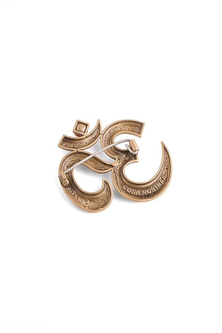 Oxidised Antique Gold Brass Royal Om Emblem Brooch by Cosa Nostraa at Pernia's Pop Up Shop