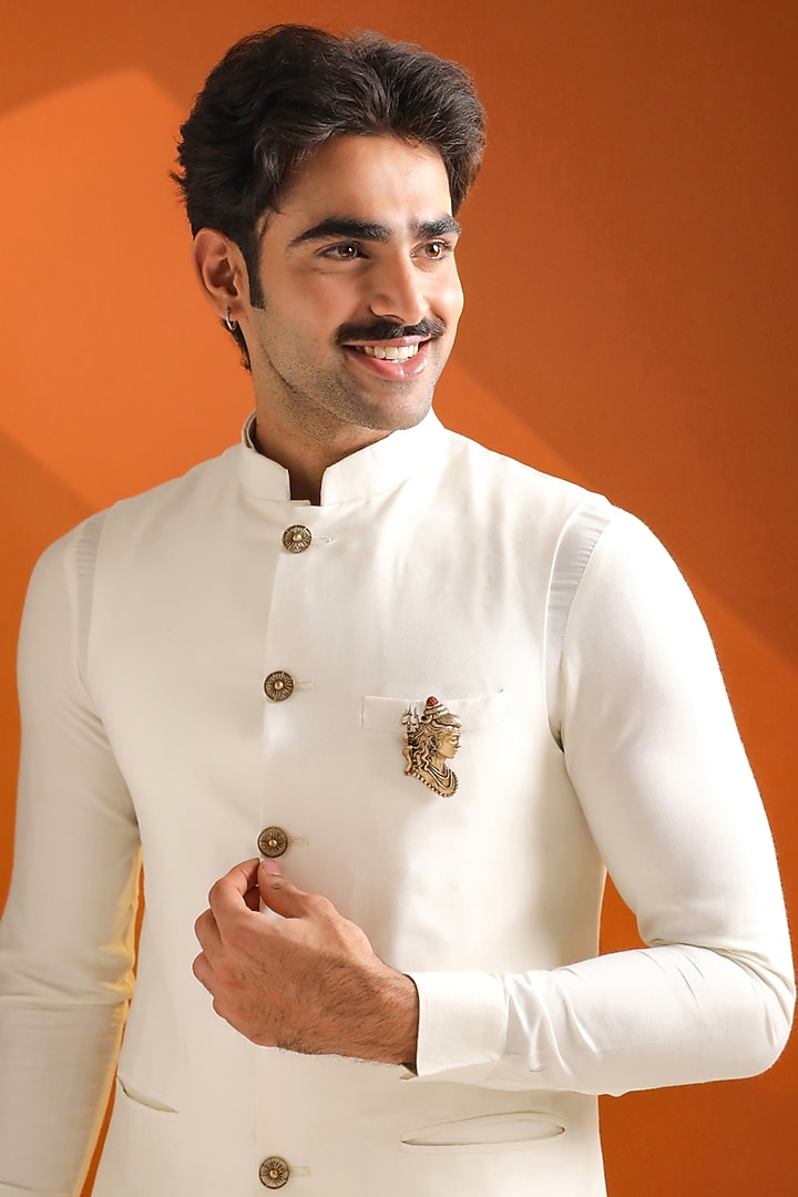 Oxidised Antique Gold Brass Eternal Shiva Grace Brooch by Cosa Nostraa at Pernia's Pop Up Shop