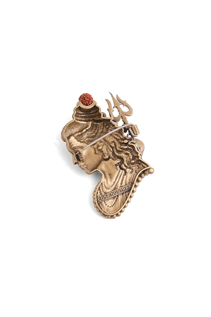 Oxidised Antique Gold Brass Eternal Shiva Grace Brooch by Cosa Nostraa at Pernia's Pop Up Shop
