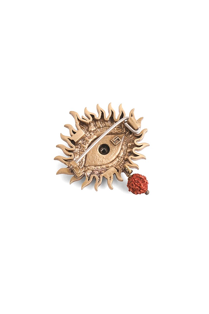 Oxidised Antique Gold Brass Mahadev Third Eye Brooch by Cosa Nostraa at Pernia's Pop Up Shop
