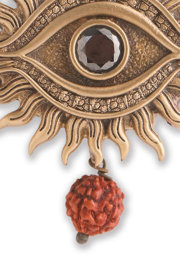 Oxidised Antique Gold Brass Mahadev Third Eye Brooch by Cosa Nostraa at Pernia's Pop Up Shop