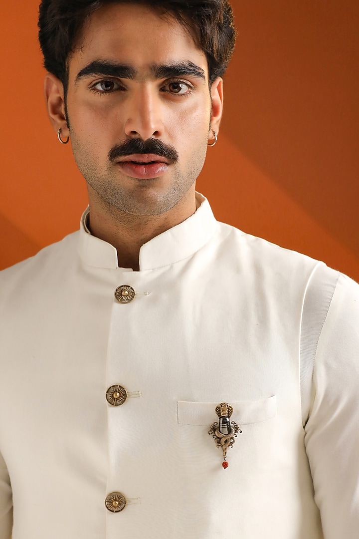 Oxidised Antique Gold Brass Mahadev Naga Aura Brooch by Cosa Nostraa at Pernia's Pop Up Shop