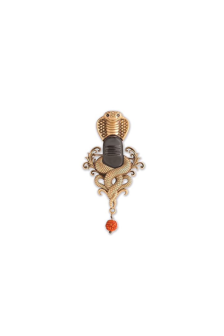 Oxidised Antique Gold Brass Mahadev Naga Aura Brooch by Cosa Nostraa at Pernia's Pop Up Shop