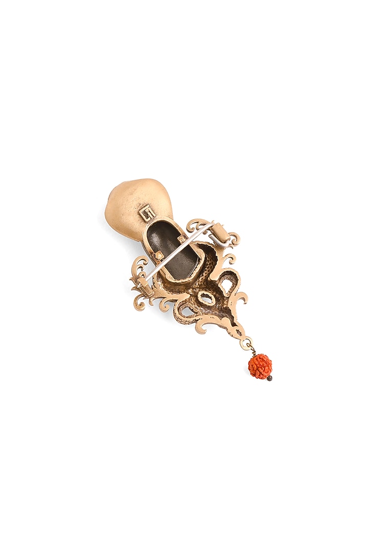 Oxidised Antique Gold Brass Mahadev Naga Aura Brooch by Cosa Nostraa at Pernia's Pop Up Shop