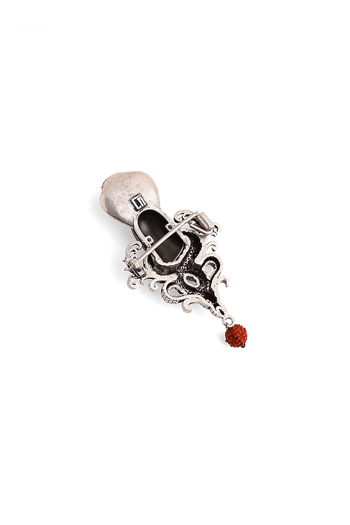 Silver Oxidised Brass Serpent Shiva Emblem Brooch by Cosa Nostraa at Pernia's Pop Up Shop