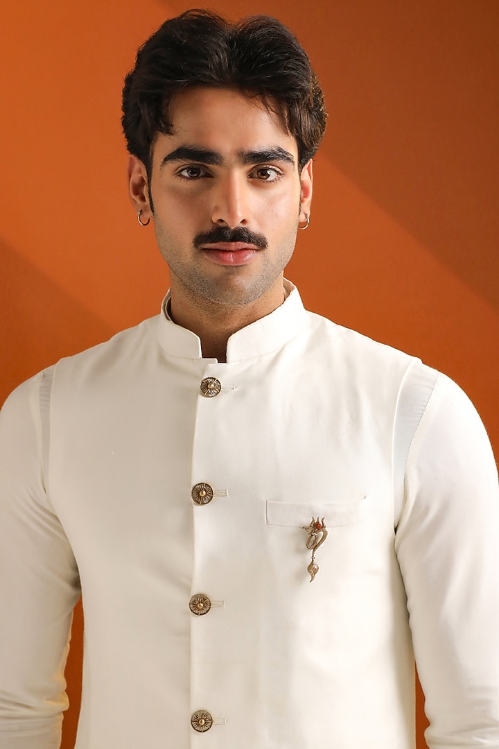 Oxidised Antique Gold Brass Om Emblem Brooch by Cosa Nostraa at Pernia's Pop Up Shop