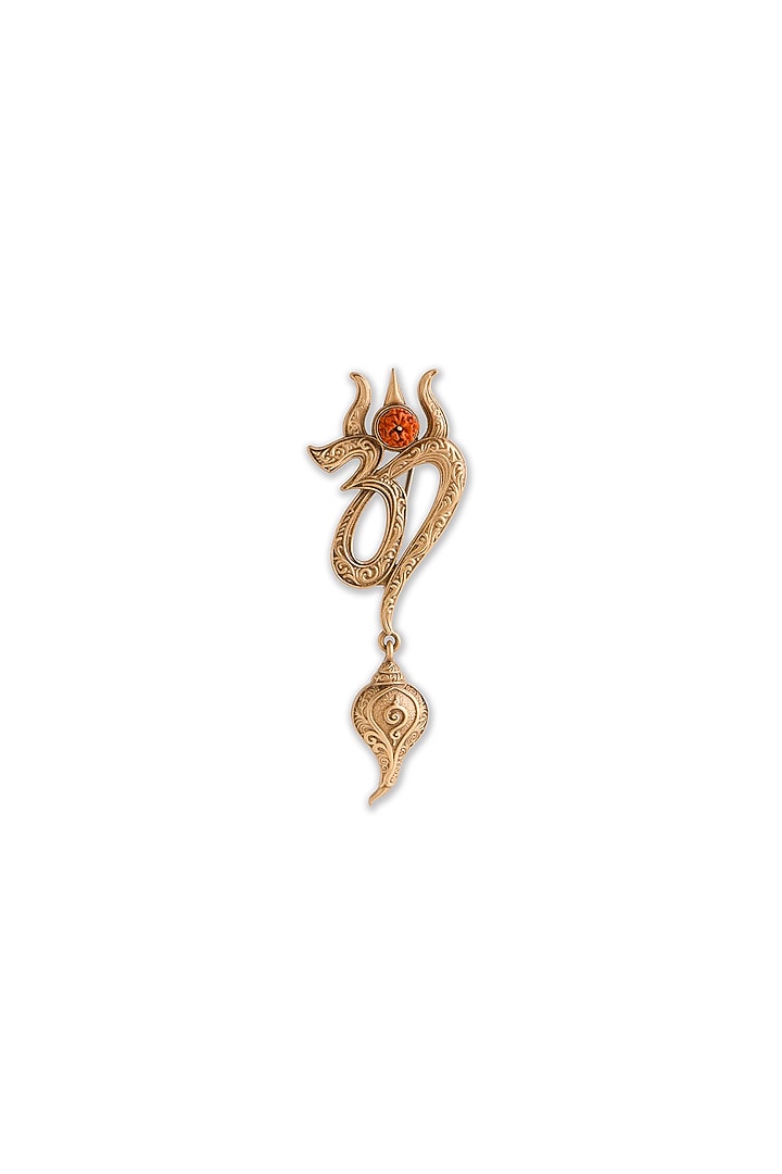 Oxidised Antique Gold Brass Om Emblem Brooch by Cosa Nostraa at Pernia's Pop Up Shop