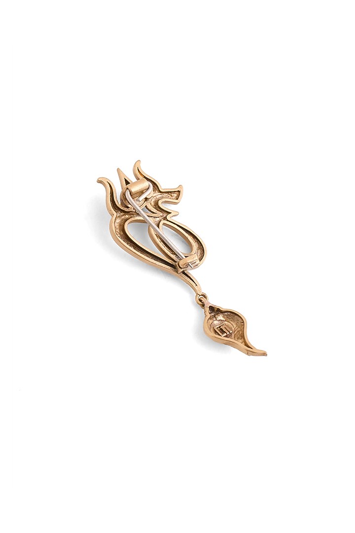 Oxidised Antique Gold Brass Om Emblem Brooch by Cosa Nostraa at Pernia's Pop Up Shop