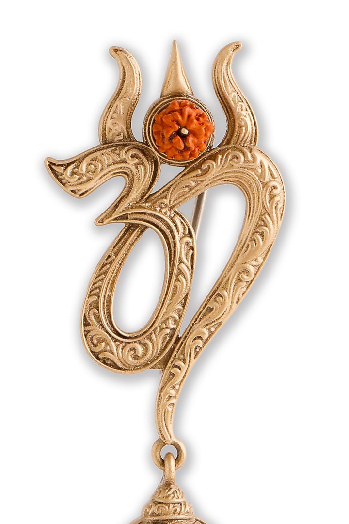 Oxidised Antique Gold Brass Om Emblem Brooch by Cosa Nostraa at Pernia's Pop Up Shop