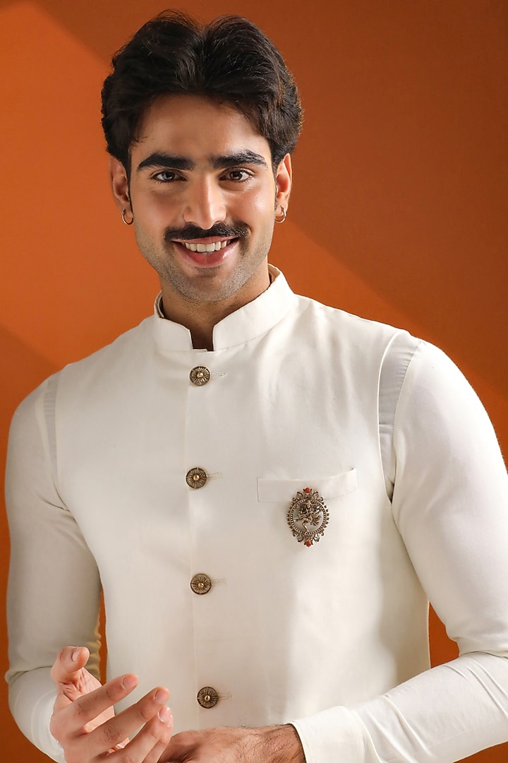 Oxidised Antique Gold Brass Sacred Natraj Aura Brooch by Cosa Nostraa at Pernia's Pop Up Shop