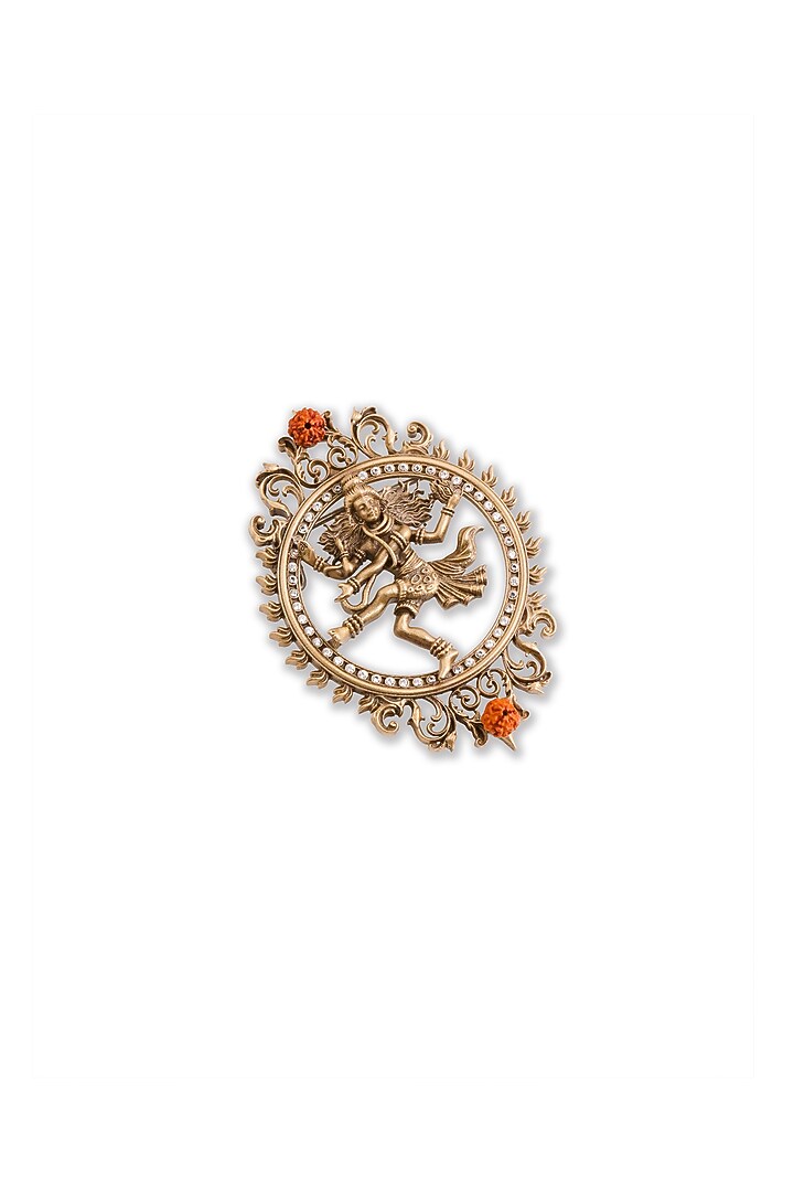 Oxidised Antique Gold Brass Sacred Natraj Aura Brooch by Cosa Nostraa at Pernia's Pop Up Shop