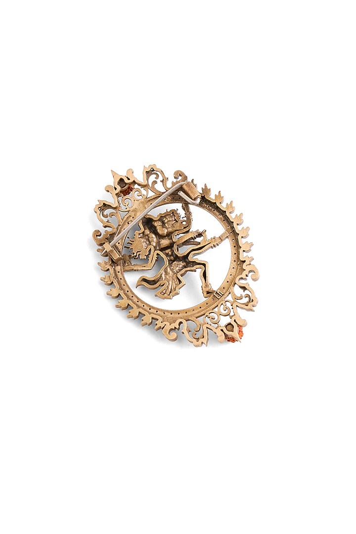 Oxidised Antique Gold Brass Sacred Natraj Aura Brooch by Cosa Nostraa at Pernia's Pop Up Shop