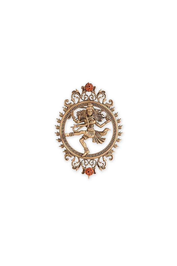 Oxidised Antique Gold Brass Sacred Nataraj Power Brooch by Cosa Nostraa at Pernia's Pop Up Shop