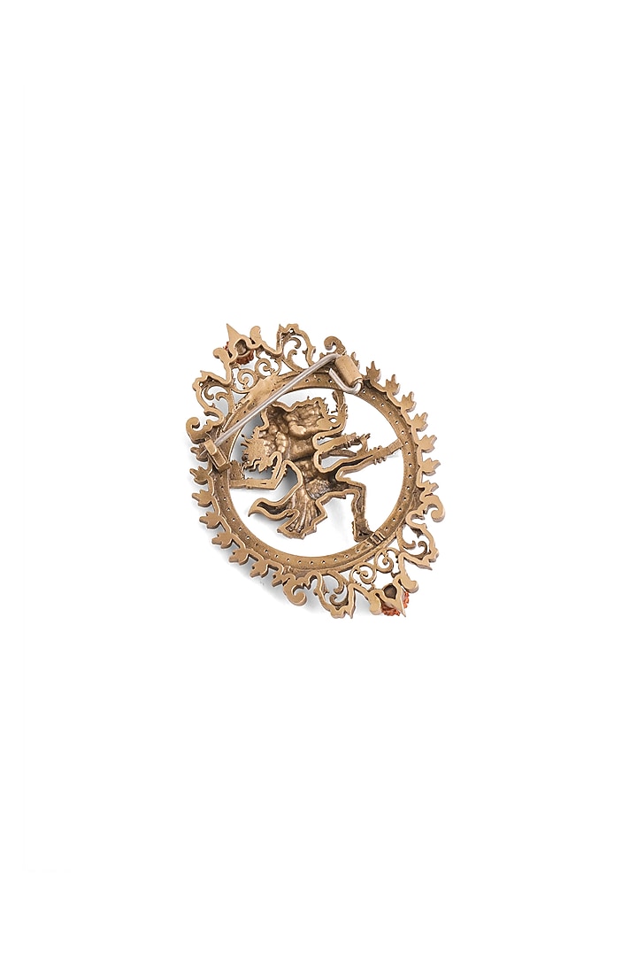 Oxidised Antique Gold Brass Sacred Nataraj Power Brooch by Cosa Nostraa at Pernia's Pop Up Shop