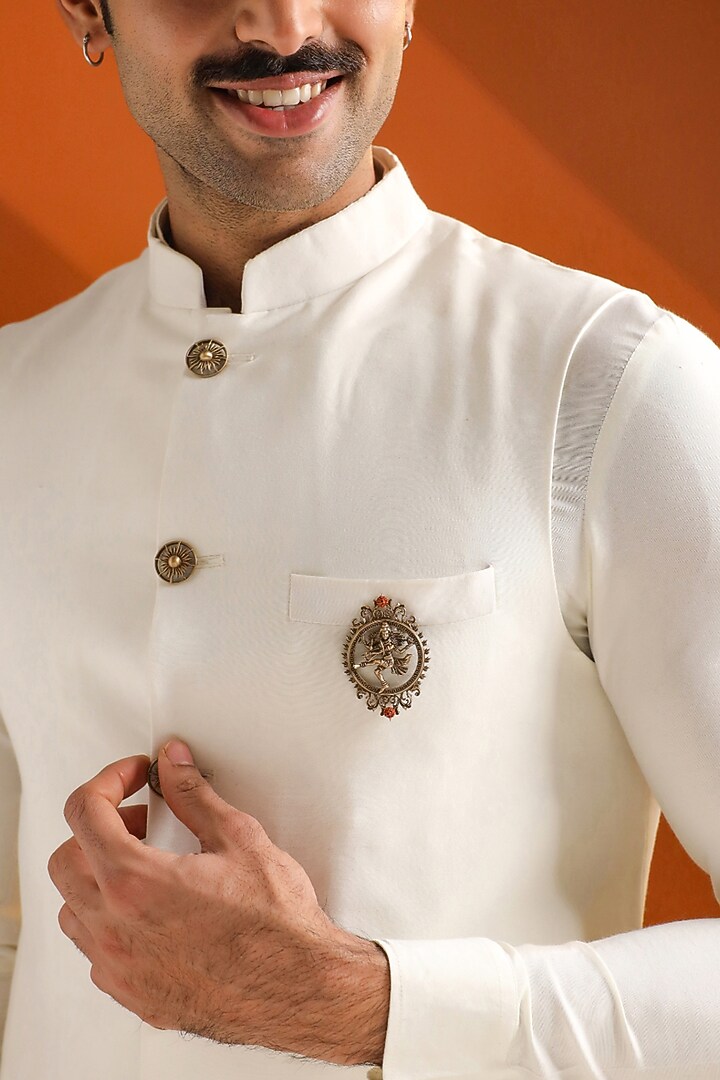Oxidised Antique Gold Brass Sacred Nataraj Power Brooch by Cosa Nostraa at Pernia's Pop Up Shop