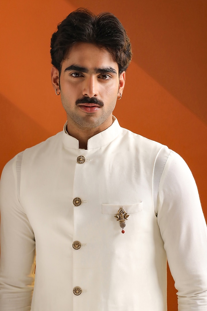 Oxidised Antique Gold Brass Sacred Shivling Emblem Brooch by Cosa Nostraa at Pernia's Pop Up Shop