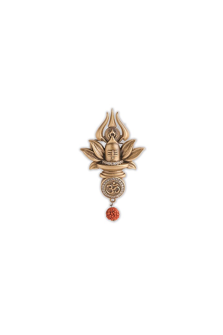 Oxidised Antique Gold Brass Sacred Shivling Emblem Brooch by Cosa Nostraa at Pernia's Pop Up Shop