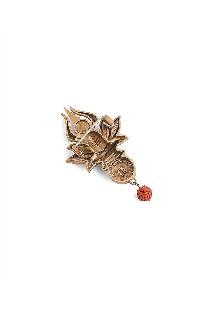 Oxidised Antique Gold Brass Sacred Shivling Emblem Brooch by Cosa Nostraa at Pernia's Pop Up Shop