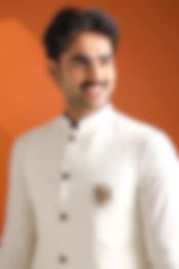 Oxidised Antique Gold Brass Sacred Trishul Emblem Brooch by Cosa Nostraa at Pernia's Pop Up Shop