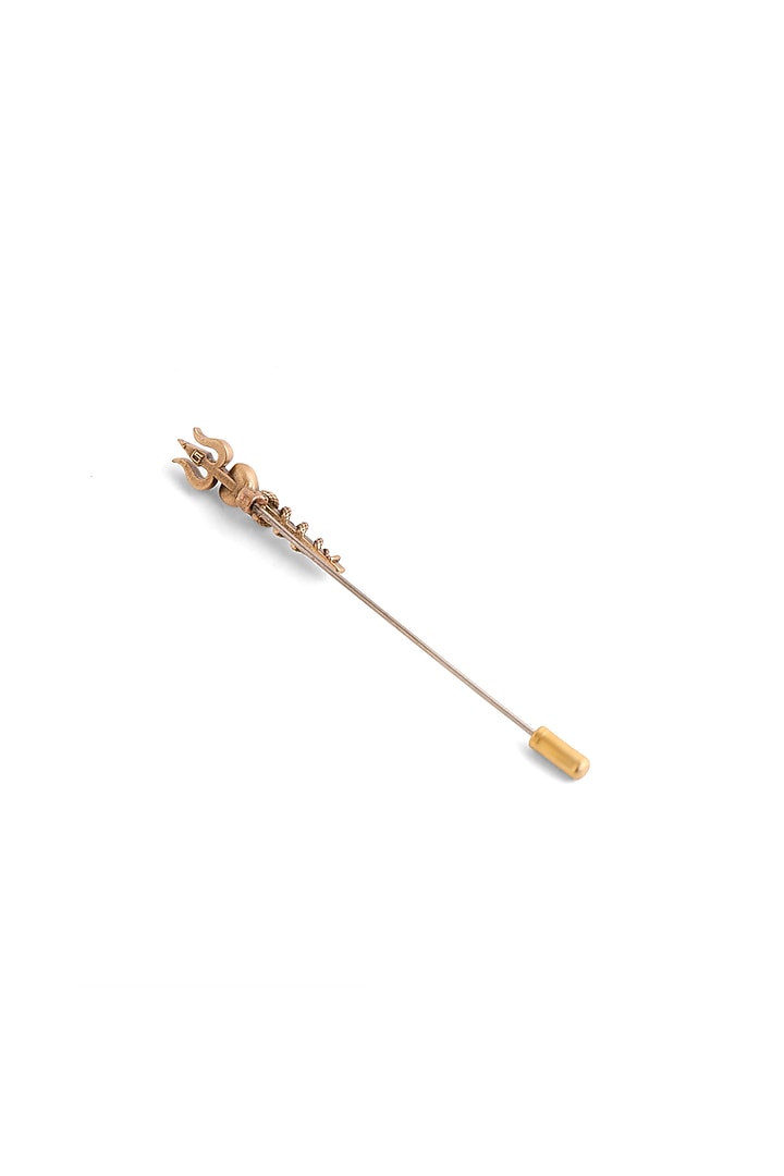 Oxidised Antique Gold Brass Naga Trishul Lapel Pin by Cosa Nostraa at Pernia's Pop Up Shop